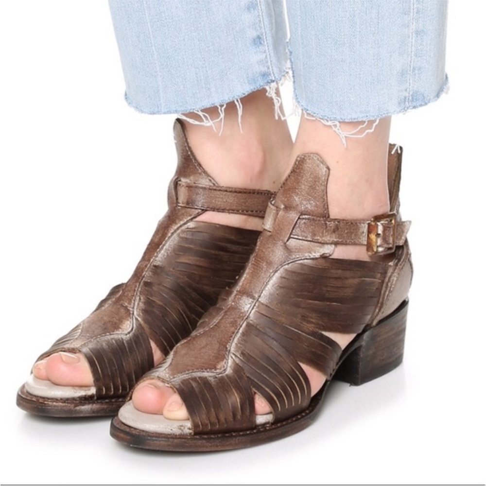 Freebird by Steven Brown Leather Strappy Cutout Sandals